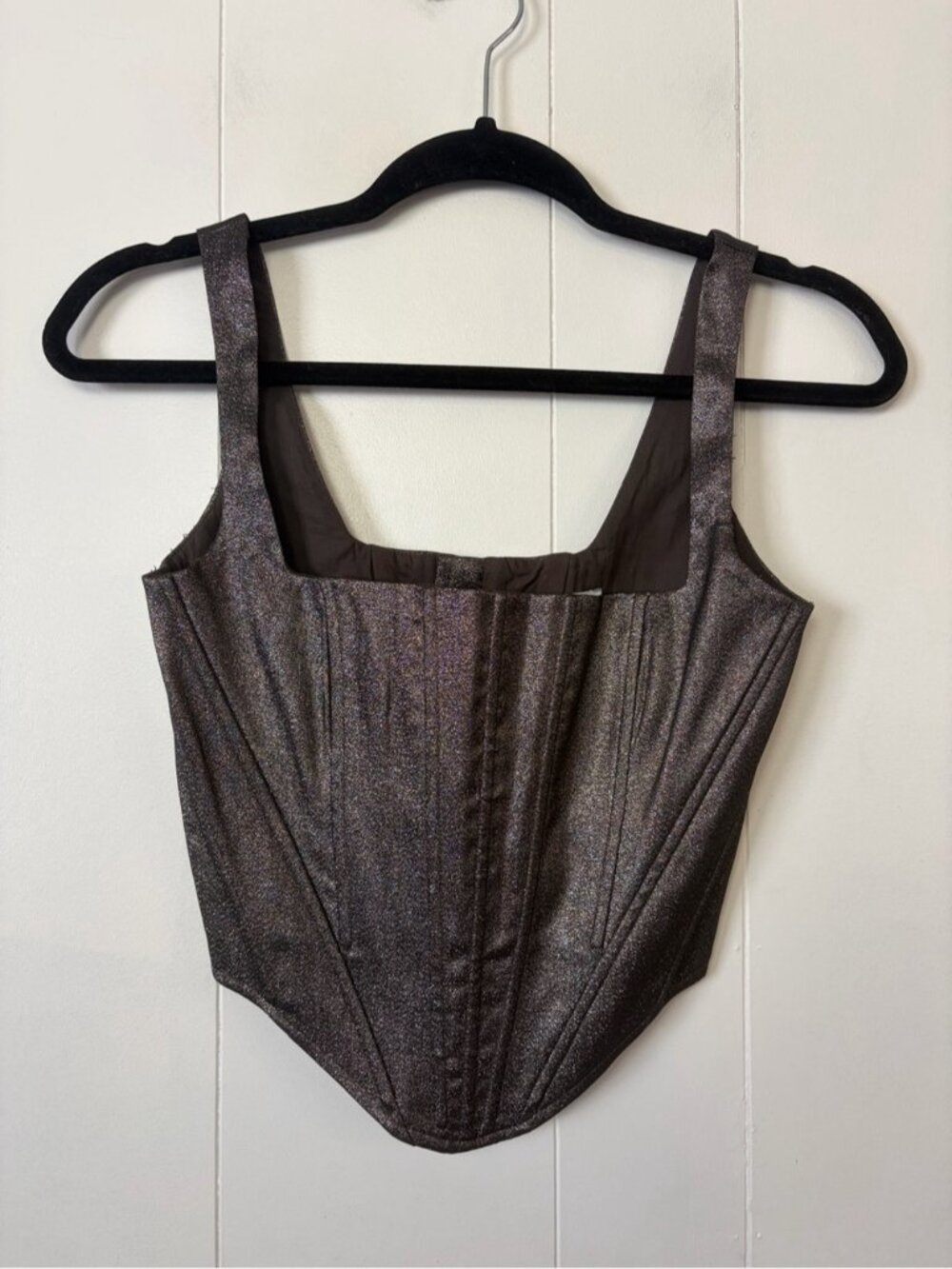& Other Stories Metallic Silver Corset Crop Top size 34 XS Castlecore Fairycore - Picture 4 of 11